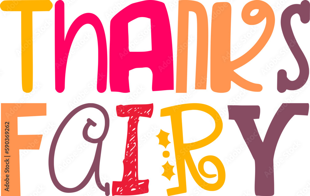 Thanks Fairy Hand Lettering Illustration for Stationery, Magazine, Poster, Bookmark Thanks Fairy Hand Lettering Illustration for Stationery, Magazine, Poster, Bookmark