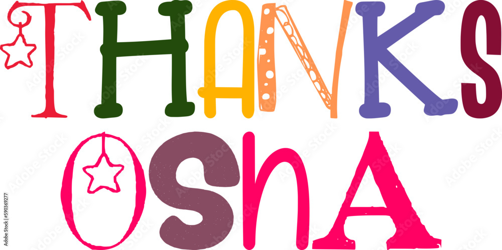 Thanks Osha Hand Lettering Illustration for Mug Design, Brochure, Label, Book Cover Thanks Osha Hand Lettering Illustration for Mug Design, Brochure, Label, Book Cover