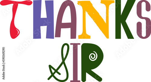Thanks Sir Calligraphy Illustration for Flyer, Book Cover, Decal, Bookmark 