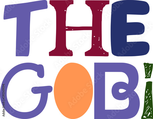 The Gobi Calligraphy Illustration for Brochure, Decal, Book Cover, T-Shirt Design