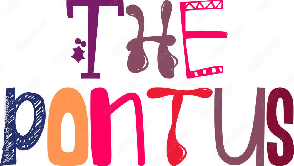 The Pontus Hand Lettering Illustration for Bookmark , Social Media Post, Postcard , Magazine