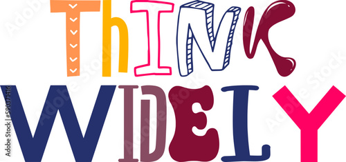 Think Widely Typography Illustration for Icon, Magazine, Stationery, Bookmark 