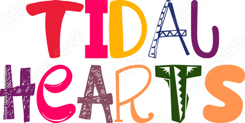 Tidal Hearts Calligraphy Illustration for Label, Magazine, Postcard , Book Cover