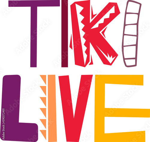 Tiki Live Calligraphy Illustration for Bookmark , Decal, Logo, Brochure
