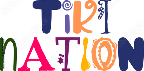 Tiki Nation Calligraphy Illustration for Poster, Logo, Social Media Post, Packaging photo