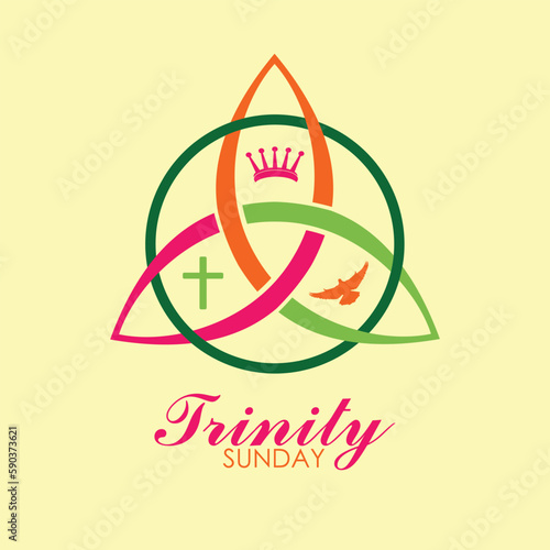 Trinity Sunday, colourfull text religious trinity symbol, modern background vector illustration for Poster, card and banner