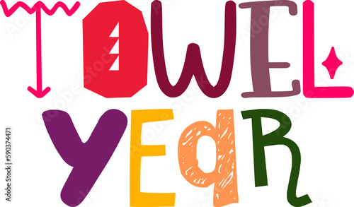 Towel Year Calligraphy Illustration for Flyer, Book Cover, Label, Brochure