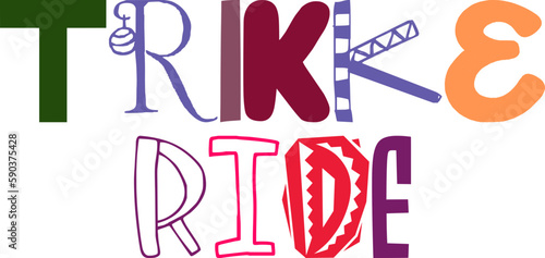 Trikke Ride Hand Lettering Illustration for Bookmark , Brochure, Icon, Postcard 