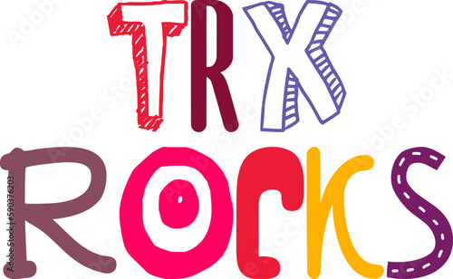 Trx Rocks Typography Illustration for Sticker , Newsletter, Logo, Brochure
