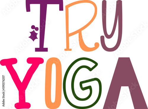 Try Yoga Typography Illustration for Icon, Bookmark , Label, Packaging