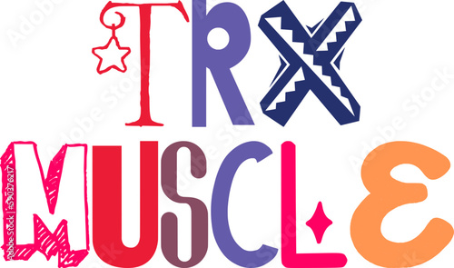 Trx Muscle Calligraphy Illustration for Packaging, Flyer, Postcard , T-Shirt Design