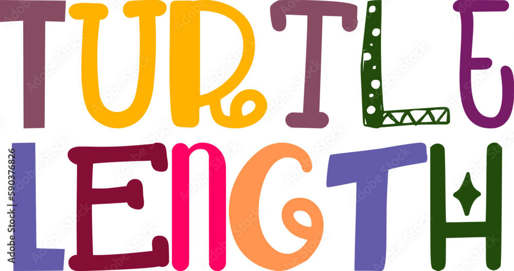 Turtle Length Typography Illustration for Infographic, Icon, Packaging, Flyer