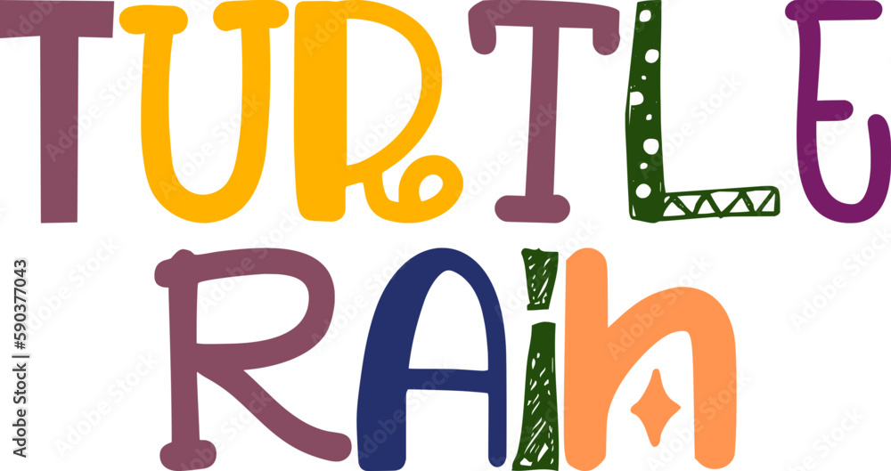 Turtle Rain Hand Lettering Illustration for Label, Decal, Brochure, Magazine Turtle Rain Hand Lettering Illustration for Label, Decal, Brochure, Magazine