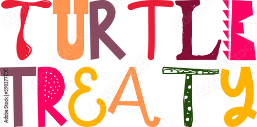 Turtle Treaty Calligraphy Illustration for Bookmark , Infographic, Sticker , Decal