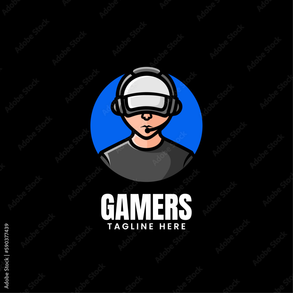 Vector Logo Illustration Gamers Mascot Cartoon Style. Vector Logo Illustration Gamers Mascot Cartoon Style.