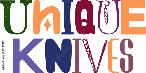 Unique Knives Hand Lettering Illustration for Presentation , Book Cover, Bookmark , Postcard 