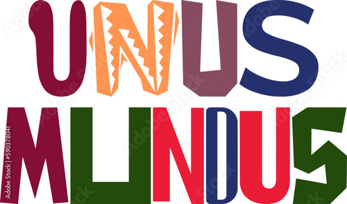 Unus Mundus Typography Illustration for T-Shirt Design, Postcard , Flyer, Sticker 