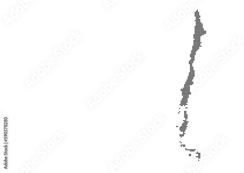 An abstract representation of Chile,Chile map made using a mosaic of black dots. Illlustration suitable for digital editing and large size prints. 