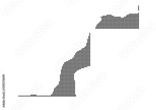 An abstract representation of Western Sahara,Western Sahara map made using a mosaic of black dots. Illlustration suitable for digital editing and large size prints. 