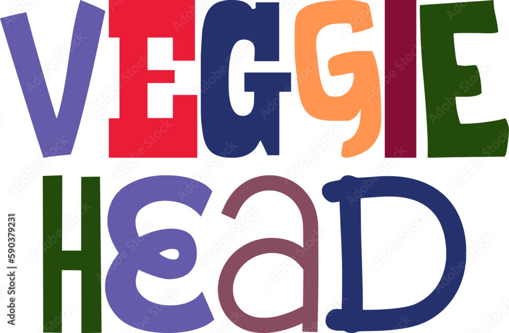 Veggie Head Typography Illustration for Brochure, Newsletter, Banner, Sticker 