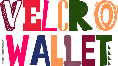 Velcro Wallet Typography Illustration for Logo, Bookmark , Label, Infographic