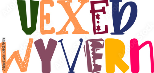 Vexed Wyvern Hand Lettering Illustration for Flyer, Icon, Sticker , Infographic