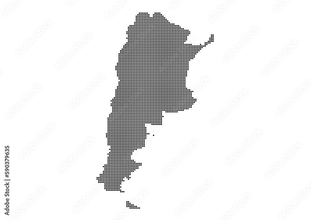 An abstract representation of Argentina,Argentina map made using a mosaic of black dots. Illlustration suitable for digital editing and large size prints. An abstract representation of Argentina,Argentina map made using a mosaic of black dots. Illlustration suitable for digital editing and large size prints.