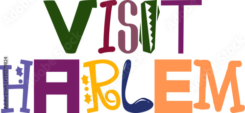 Visit Harlem Typography Illustration for Icon, Decal, Bookmark , Gift Card