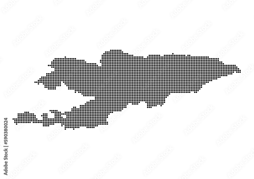 An abstract representation of Kyrgyzstan,Kyrgyzstan map made using a mosaic of black dots. Illlustration suitable for digital editing and large size prints. 