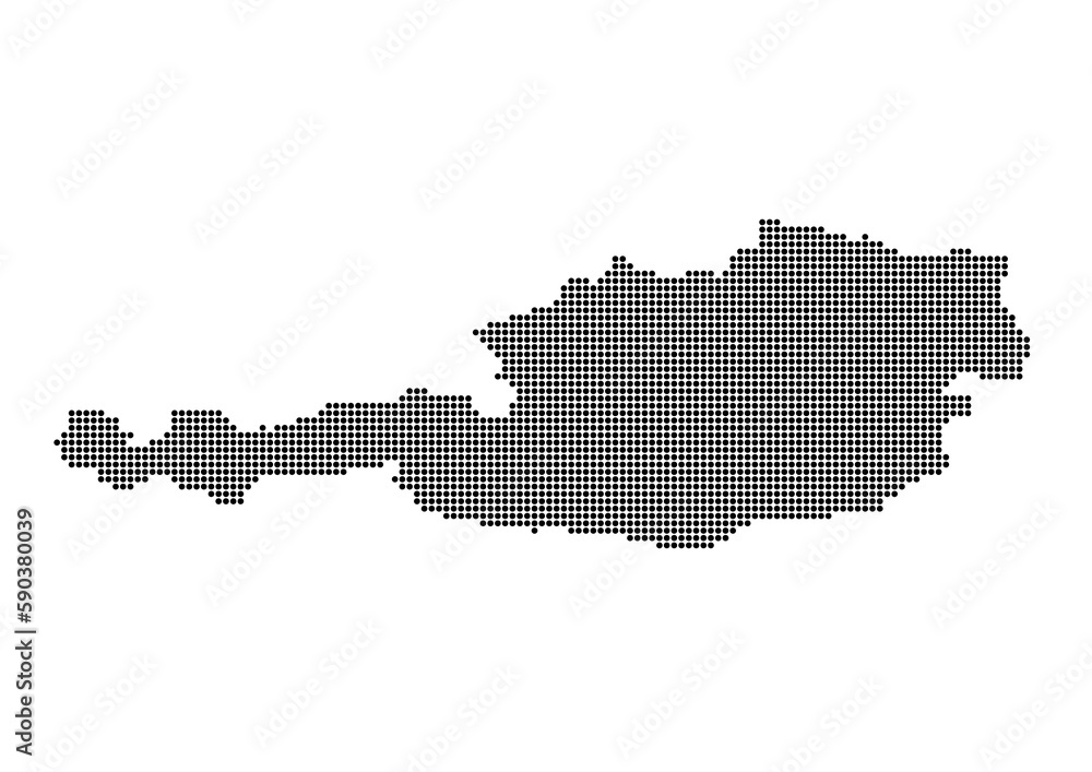 An abstract representation of Austria,Austria map made using a mosaic of black dots. Illlustration suitable for digital editing and large size prints. An abstract representation of Austria,Austria map made using a mosaic of black dots. Illlustration suitable for digital editing and large size prints.