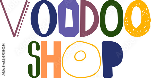 Voodoo Shop Calligraphy Illustration for Logo, T-Shirt Design, Flyer, Infographic