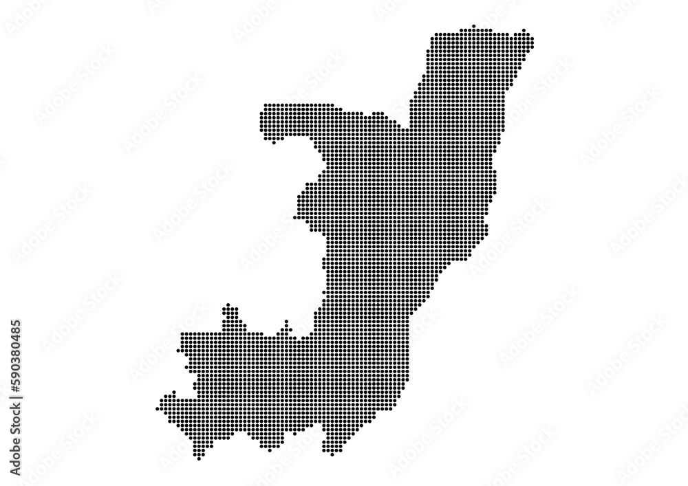 An abstract representation of Republic of the Congo,Republic of the Congo map made using a mosaic of black dots. Illlustration suitable for digital editing and large size prints. 
