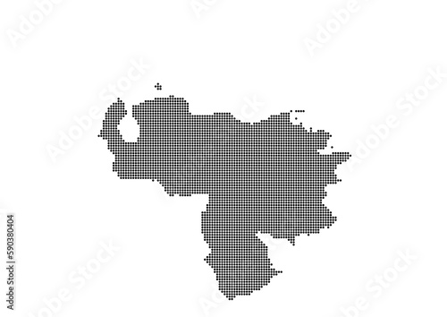 An abstract representation of Venezuela Venezuela map made using a mosaic of black dots. Illlustration suitable for digital editing and large size prints. 