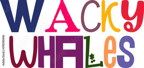 Wacky Whales Typography Illustration for Banner, Mug Design, T-Shirt Design, Stationery