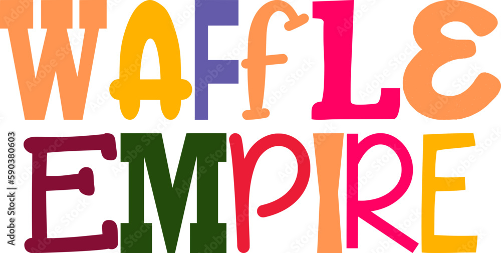 Waffle Empire Typography Illustration for Sticker , Brochure, Packaging, Poster
