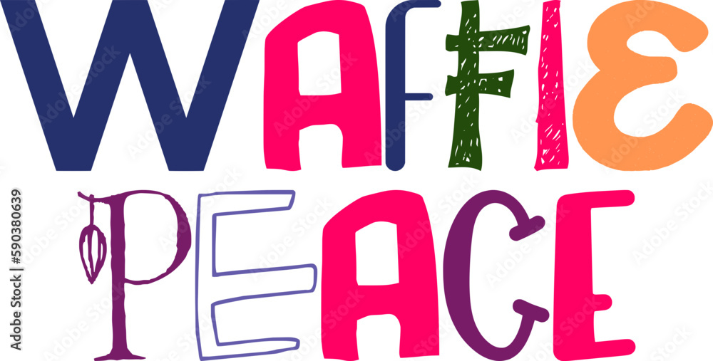Waffle Peace Typography Illustration for Newsletter, Bookmark , Icon, T-Shirt Design Waffle Peace Typography Illustration for Newsletter, Bookmark , Icon, T-Shirt Design