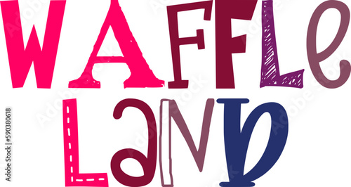 Waffle Land Hand Lettering Illustration for Newsletter, Logo, Presentation , Bookmark 