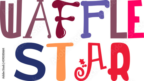 Waffle Star Typography Illustration for Icon, Decal, Packaging, Presentation 