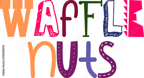 Waffle Nuts Calligraphy Illustration for Banner, Sticker , Label, Decal