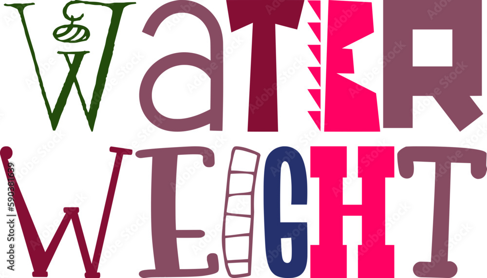 Water Weight Typography Illustration for Infographic, T-Shirt Design, Magazine, Social Media Post Water Weight Typography Illustration for Infographic, T-Shirt Design, Magazine, Social Media Post