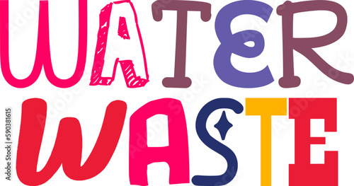 Water Waste Calligraphy Illustration for Packaging, Magazine, Sticker , Poster