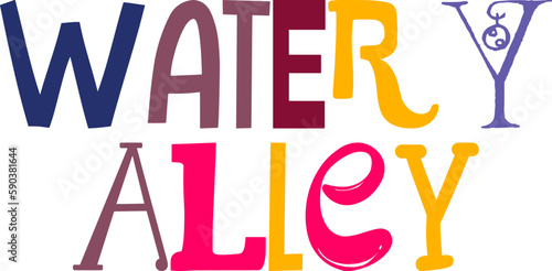Watery Alley Typography Illustration for Infographic, Stationery, Icon, Brochure