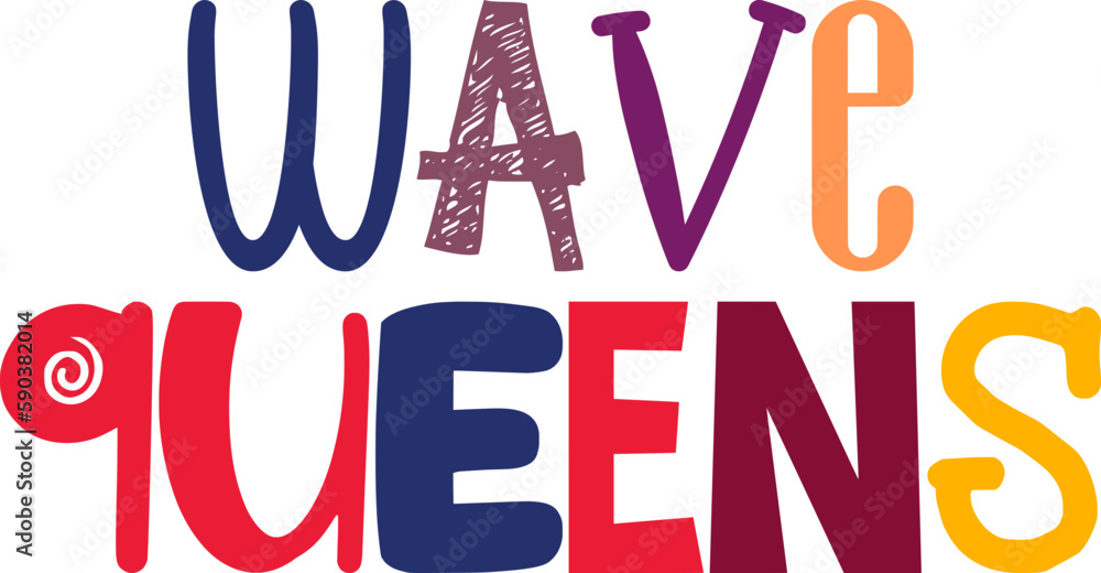 Wave Queens Hand Lettering Illustration for Book Cover, Packaging, Magazine, Bookmark Wave Queens Hand Lettering Illustration for Book Cover, Packaging, Magazine, Bookmark