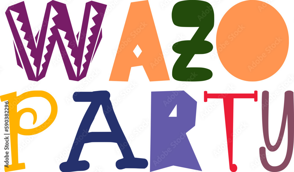 Wazo Party Calligraphy Illustration for Flyer, Motion Graphics, Gift Card, Postcard Wazo Party Calligraphy Illustration for Flyer, Motion Graphics, Gift Card, Postcard