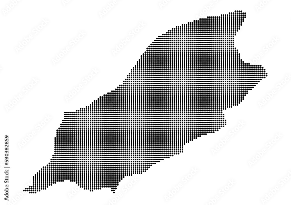 An abstract representation of Isle of Man,Isle of Man map made using a mosaic of black dots. Illlustration suitable for digital editing and large size prints. 