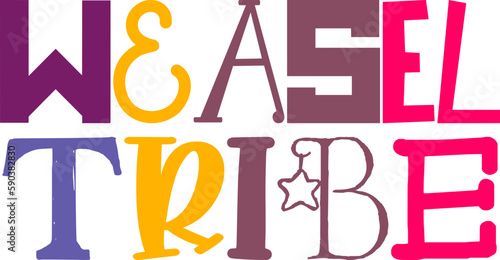 Weasel Tribe Calligraphy Illustration for Sticker , Packaging, Motion Graphics, Mug Design