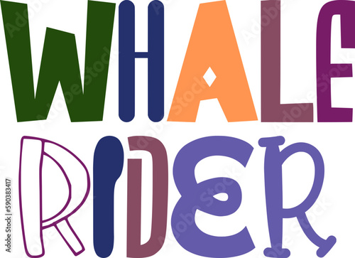 Whale Rider Typography Illustration for Icon  Magazine  Logo  Mug Design