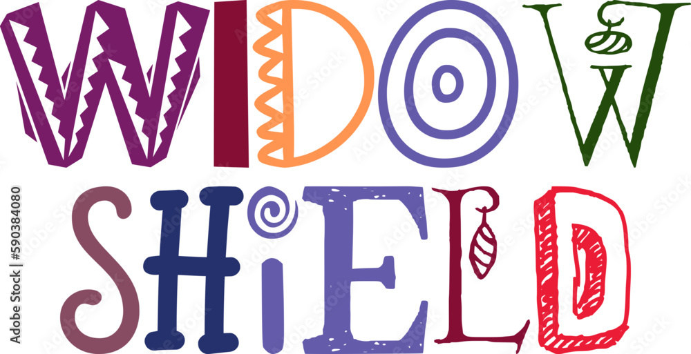 Widow Shield Calligraphy Illustration for Postcard , Logo, Stationery, Social Media Post