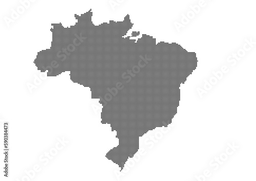 An abstract representation of Brazil Brazil map made using a mosaic of black dots. Illlustration suitable for digital editing and large size prints. 