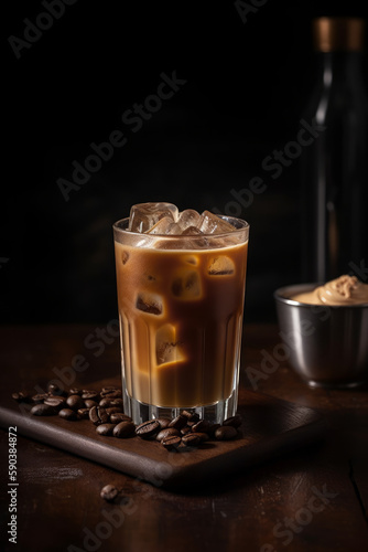 Cup of coffee, Iced espresso. AI generated.